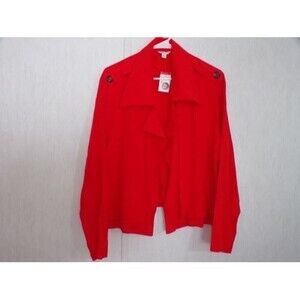 Cato Womens Jacket Size XL Red Open Front Lagenlook Layered Rayon Linen NWT